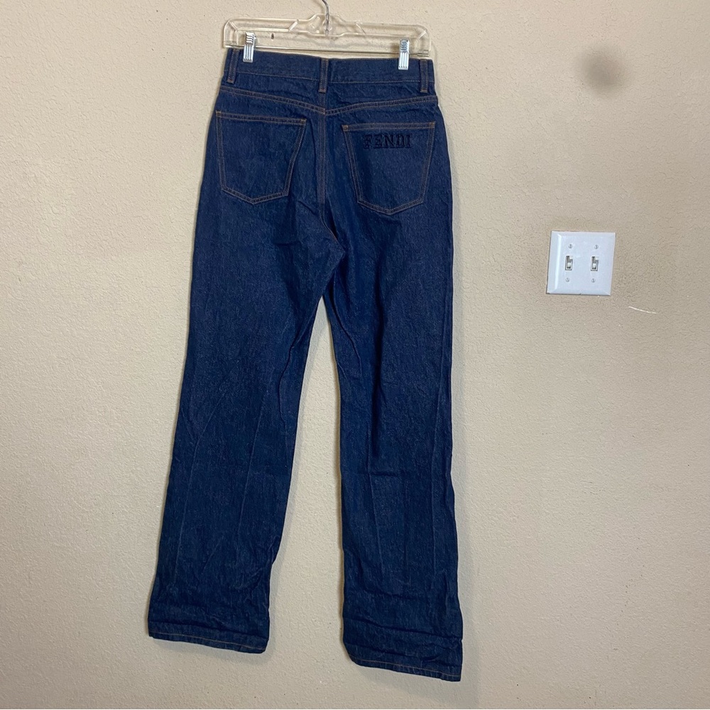 Fendi Wide Dark Wash Women's Size 42/6 Rigid Cotton Trouser Jeans Authentic - Picture 8 of 16